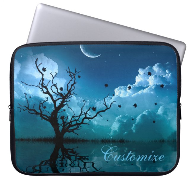 Funda Para Portátil Reflexiones de la luna Nocturna Escenario de la ma (Frente)
