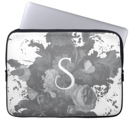 Funda Para Portátil Regalo artístico floral blanco y negro personaliza