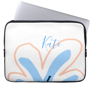 Funda Para Portátil Regalo boho retro agregar nombre flor pastel naran