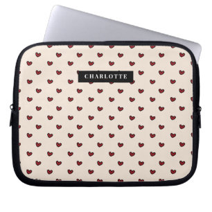 Funda Para Portátil Regalo de monograma con patrón de corazón rojo dul
