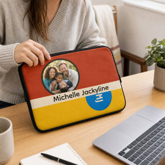 Funda Para Portátil Regalo de Monograma de Nombre con Foto Familiar Pe