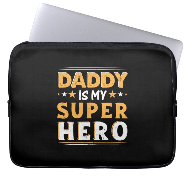 Funda Para Portátil Regalo del abuelo | Papi es mi superhéroe (Frente)