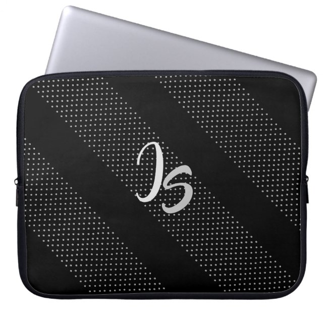 Funda Para Portátil Regalo elegante con Monograma de plata personaliza (Frente)
