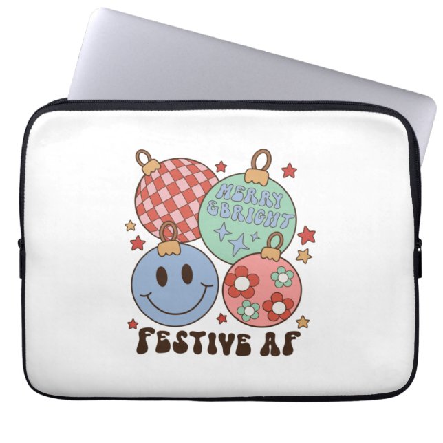 Funda Para Portátil Regalo navideño Festividad Feliz y Brillante AF (Frente)