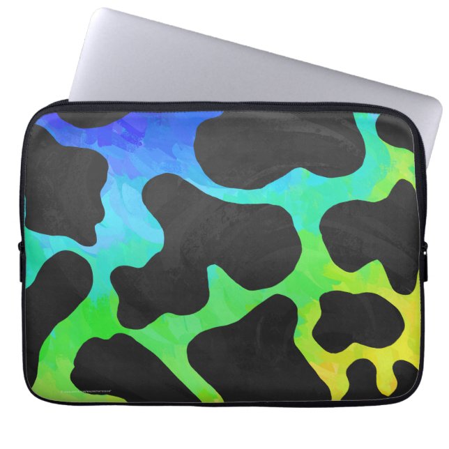 Funda Para Portátil Regalos de vaca negro y arcoiris (Frente)