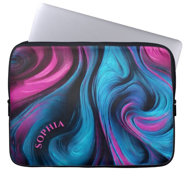 Funda Para Portátil Regalos modernos para ella-azul y Fuchsia- (Frente)