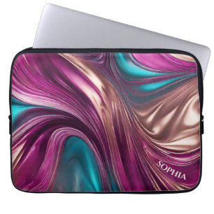 Funda Para Portátil Regalos modernos para su turquesa y oro magenta