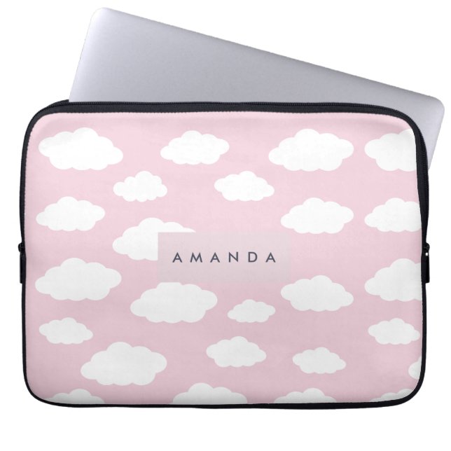 Funda Para Portátil Regalos Personalizados con Monograma Nube Rosa par (Frente)