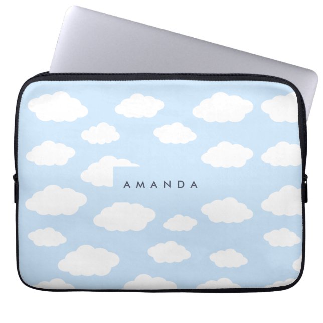 Funda Para Portátil Regalos Personalizados Monograma Nube Azul Monísim (Frente)