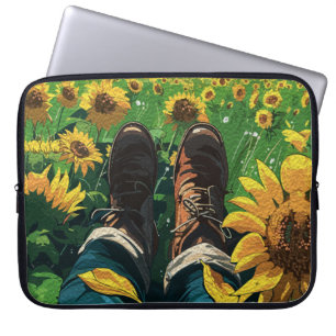 Funda Para Portátil Relajándose en el Paraíso de los Girasoles