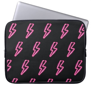 Funda Para Portátil Relámpago Neon Pink: fondo oscuro.