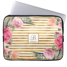 Funda Para Portátil Relieve metalizado dorado Tiras Gorgeous Flower Mo