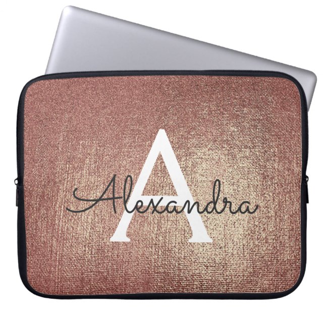 Funda Para Portátil Relieve metalizado metálico rosa rosa de oro Glam  (Frente)