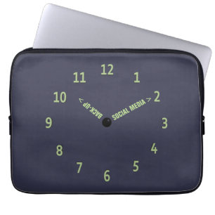 Funda Para Portátil Reloj imaginario del respaldo social divertido de