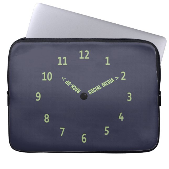 Funda Para Portátil Reloj imaginario del respaldo social divertido de (Frente)
