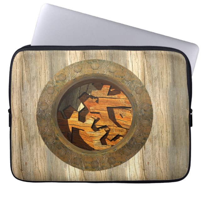 Funda Para Portátil relojería de madera (Frente)