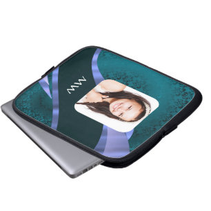 Funda Para Portátil remolino verde azulado azul damasco