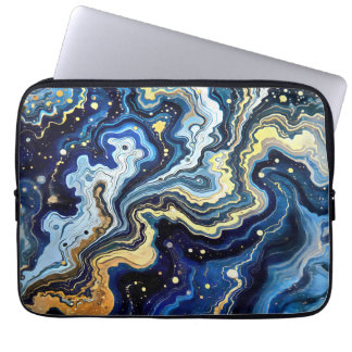 Funda Para Portátil Remolinos Vibrantes de Azul y Oro 5