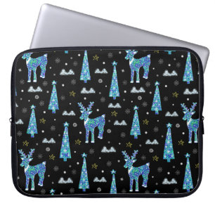 Funda Para Portátil Renos, copos de nieve, patrón de Navidades