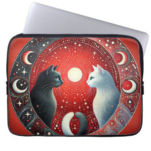 Funda Para Portátil Representación artística de gatos Yin y Yang