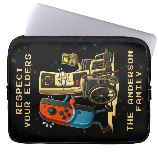 Funda Para Portátil Respect Your Elders Gaming Control Retro Funny (Frente)