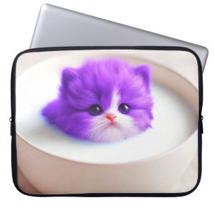 Funda Para Portátil Resplandor de gatito púrpura surrealista