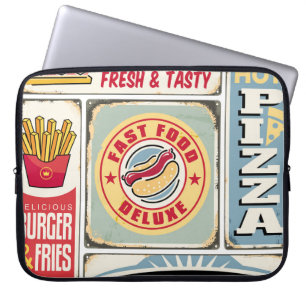 Funda Para Portátil Restaurantes de comida rápida y cenas retro señale
