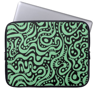 Funda Para Portátil Resumen 041211 - Verde oscuro sobre negro