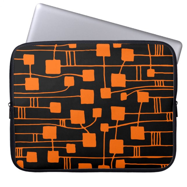 Funda Para Portátil Resumen 111211 - Naranja en negro (Frente)