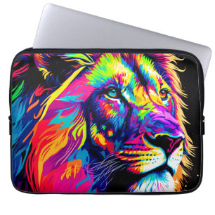 Funda Para Portátil Resumen 3d Retrato de León Arte Digital