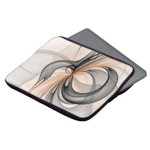 Funda Para Portátil Resumen Antracita Grey Siena Arte Fractal Moderno
