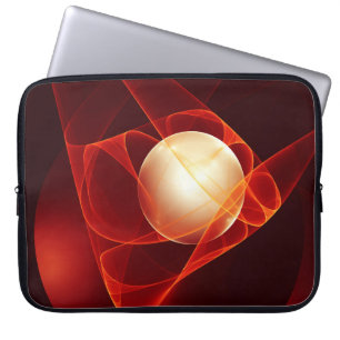 Funda Para Portátil Resumen arte fractal moderno de crema roja