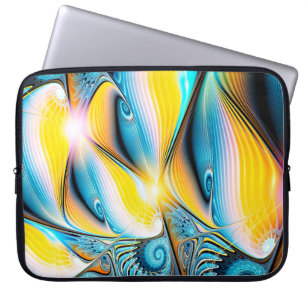 Funda Para Portátil Resumen artístico dorado y azul moderno bac