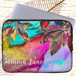 Funda Para Portátil Resumen colorido deja el arte de la naturaleza de<br><div class="desc">Este funda de portátiles de arte natural es una explosión de colores maravillosos. El fondo comenzó con un diseño de tinta de alcohol que experimentó una asombrosa transformación de estilo bokeh. Las hojas increíblemente coloridas emergen de la parte superior izquierda y derecha del funda. El animado follaje se mezcla con...</div>