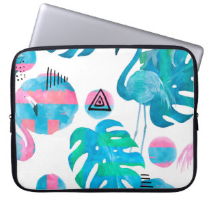 Funda Para Portátil Resumen con flamingo de acuarela y tema aleatorio