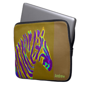 Funda Para Portátil Resumen de cebra arte morado oro personalizado