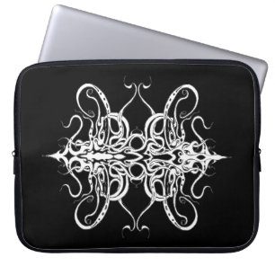 Funda Para Portátil Resumen de diseño de tatuajes tribales en blanco y