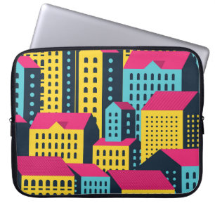 Funda Para Portátil Resumen de edificios de la ciudad de Vintage paisa