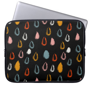 Funda Para Portátil Resumen de gotas de lluvia boho, garabatos tribale