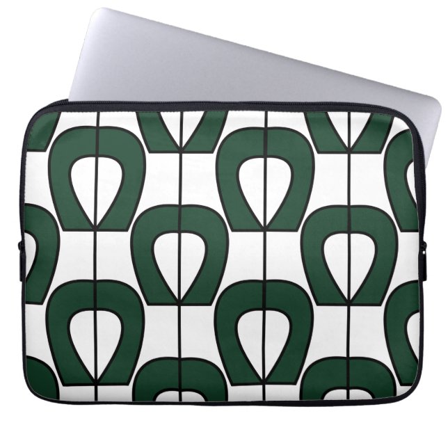 Funda Para Portátil Resumen de Guay geométrico moderno verde blanco (Frente)