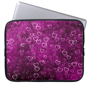 Funda Para Portátil Resumen de hermosos corazones en angustiada púrpur