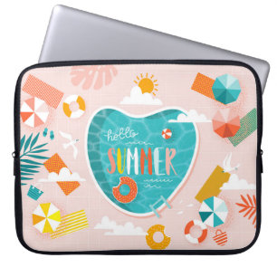 Funda Para Portátil Resumen de la piscina de playa ilustracion de vera