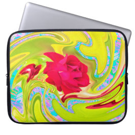 Funda Para Portátil Resumen de la rosa roja en el remolino amarillo y 