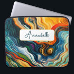 Funda Para Portátil Resumen de las ondas de color del arte moderno<br><div class="desc">Este moderno diseño abstracto de mangas para portátiles atrae la atención y hace una verdadera declaración con sus ricos colores y texturas de joyas. Viviente e impresionante. Añadir un nombre para personalizarlo. Creado por Simply Farmhouse Press.</div>