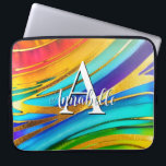 Funda Para Portátil Resumen de los movimientos de color de arte modern<br><div class="desc">Este moderno diseño de manga de portátil de arte abstracto es llamativo y hace una verdadera declaración con sus ricos colores y texturas de joyas,  entrelazados con un falso metal dorado. Viviente e impresionante. Añadir un nombre y un inicial para personalizarlo. Creado por Simply Farmhouse Press.</div>
