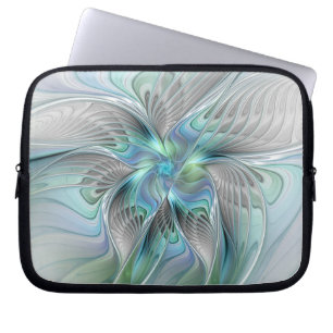 Funda Para Portátil Resumen de mariposa azul verde azul Fantasía arte 