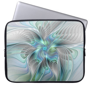 Funda Para Portátil Resumen de mariposa azul verde azul Fantasía arte 