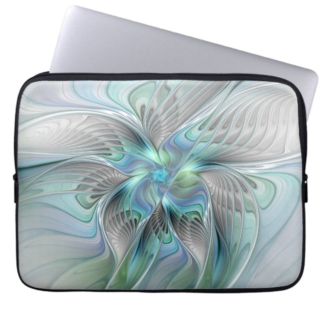 Funda Para Portátil Resumen de mariposa azul verde azul Fantasía arte  (Frente)
