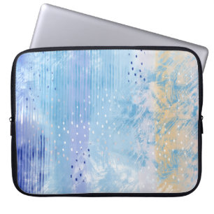 Funda Para Portátil Resumen de medios mixtos azul turquesa amarillo