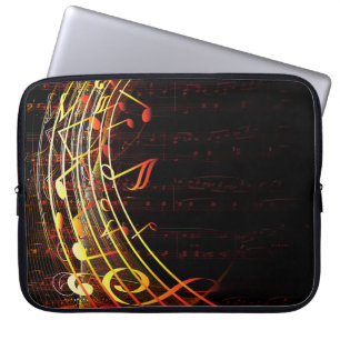 Funda Para Portátil Resumen de notas musicales Fondo Sleeve portátil
